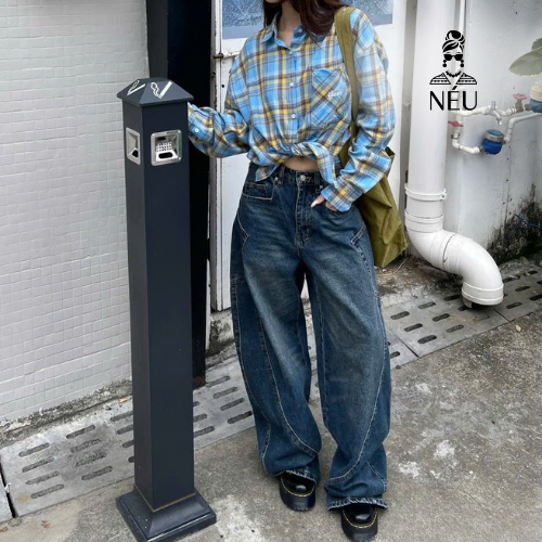 Quần bò ống rộng cổ điển- Q24