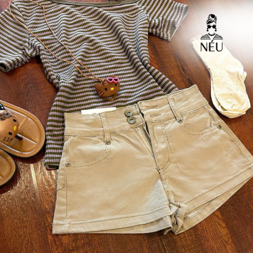 Quần short denim nữ form quần cạp cao- Q22